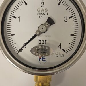 Manometrs g1/2"LM Re, 0-4 bar Cl. 1,0%, misiņš D100