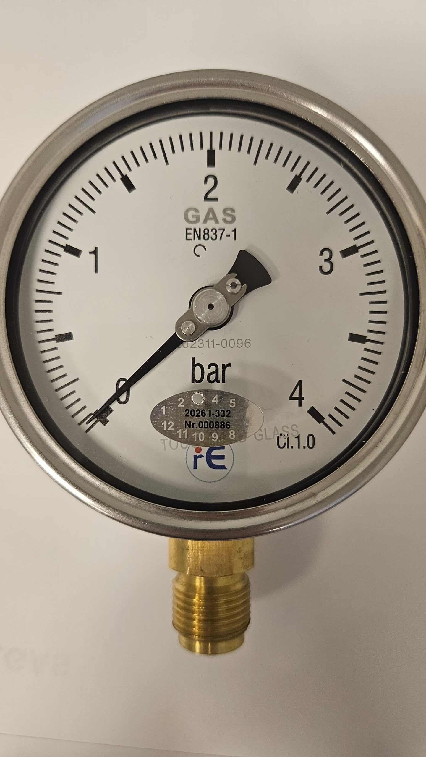Manometrs g1/2"LM Re, 0-4 bar Cl. 1,0%, misiņš D100